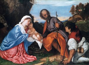 The Holy Family with a Shepherd by Tiziano Vecelli