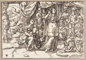 Veturia and Volumnia Plead with Coriolanus to Spare Rome by Tobias Stimmer
