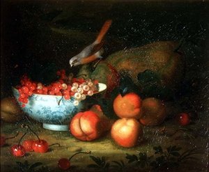Still Life of Fruit with a Finch