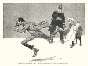 Dashed off headlong, all a mass of whirling hair and fluttering rags by Tom Browne