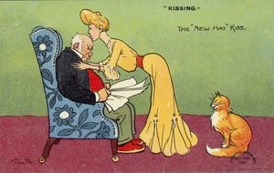 Woman Kissing Her Cantankerous Husband