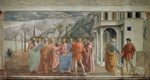 Tribute Money - Fresco by Masaccio (1401-1428) by Tommaso Masaccio