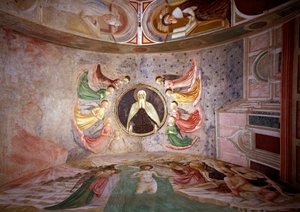 Life cycle of Saint John the Baptist: God the Father surrounds angels, the baptism of Christ and Saint Jerome in his study