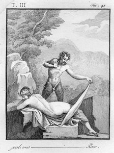 Satyr undresses a Nymph