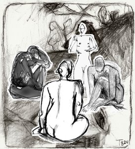Contemplative Figures Sketch by Tore Bahnson