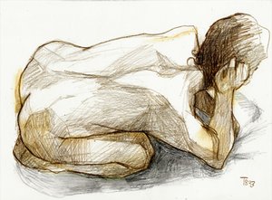 Curled Nude Sketch by Tore Bahnson