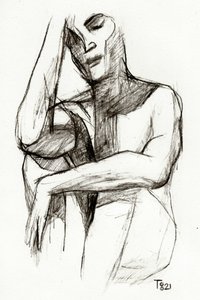 Pensive Figure Drawing by Tore Bahnson