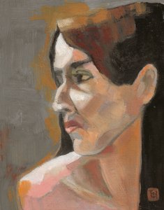 Pensive Woman Profile by Tore Bahnson
