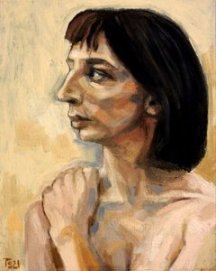Pensive Woman Profile by Tore Bahnson