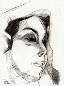 Pensive Woman Sketch by Tore Bahnson