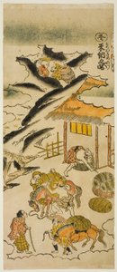 Winter: Storing Rice, No. 4 from the series "The Four Seasons of Farmers" by Torii Kiyomasu II