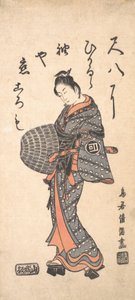 Sanokawa Ichimatsu I in Grayish Blue and Rose Walking Toward the Left by Torii Kiyomitsu