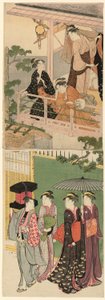 A Fan Peddler Passing Beneath a Balcony by Torii Kiyonaga