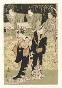 Actors Sawamura Sojuro III and Iwai Hanshiro IV as Jihei and Koharu by Torii Kiyonaga