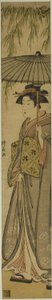 Geisha Carrying a Parasol under a Willow Tree