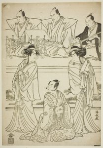 The Actors Segawa Kikunojo III as the Ghost of Yatsuhashi, Sawamura Sojuro III as Soga no Juro, and Ichikawa Danjuro V as the Ghost of Seigen, in the Play 