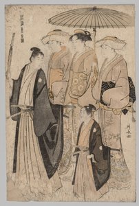 Woman of the Yoshiwara and Attendants (from the series Brocades of the East in Fashion) by Torii Kiyonaga