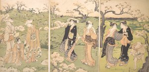 Young Ladies Viewing Cherry-blossoms at Asukayama by Torii Kiyonaga
