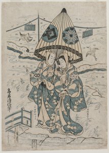 Nakamura Tomijuro and Nakamura Shichisaburo II as the Lovers Agemaki and Sukeroku by Torii Kiyonobu II