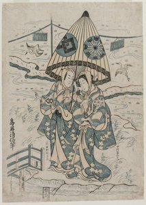 Nakamura Tomijuro and Nakamura Shichisaburo II as the Lovers Agemaki and Sukeroku, 1753 by Torii Kiyonobu II