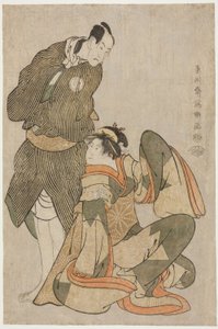 The Actors Iwai Hanshiro IV as Ohan of the Shinanoya and Bando Hikosaburo III as Obiya Choemon by Toshusai Sharaku