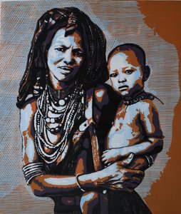 Tribal Mother And Child by Tosin Oyeniyi
