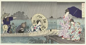 The Ferry Between the Banks of the Sumida by Toyohara Chikanobu