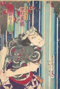 Imaginary portrait, Shuihuzhuan of Stage: Toryudai Mitate Suikoden Torodai - Actor Nakamura, 1875 by Toyohara Kunichika