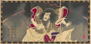 The Actor Ichikawa Udanji I as Sugawara no Michizane in the Play "Shinrei Sugawara Jikki," Performed at the Haruki Theater in the Fourth Month, 1883