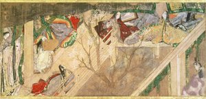 The Tale of Genji, 10th Century Novel about the Romantic Life of Prince Genji, Illustration by Hikokuni Tokugawa II (fl.1821-24), pub. 19th Century by Toyokawa Hikokuni