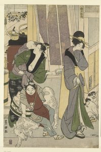 Fish seller (The fourth month, a triptych) (The twelve months by Toyohiro and Toyokuni series) by Toyokuni (II) , Utagawa