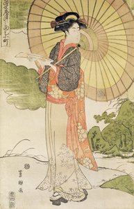 Standing Woman with a Parasol by Toyokuni II
