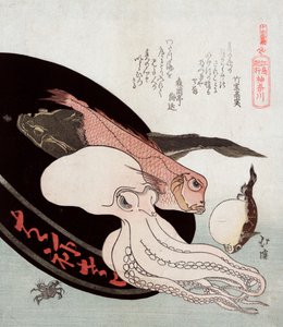 Octopus and Ocean Fish by Toyota Hokkei