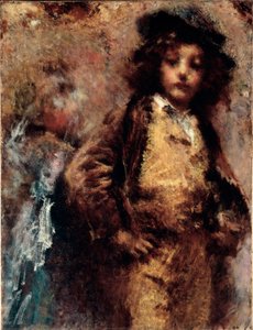 Poor but Beautiful Portrait of a Young Man Looking Like a Dandy by Tranquillo Cremona