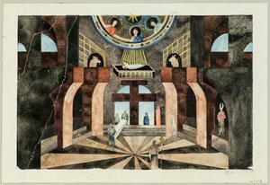 Stage design for the Tragedy Die Nibelungen by Friedrich Hebbel by Traugott Müller