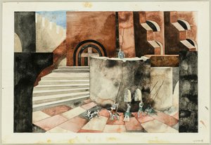 Stage Design for the Tragedy Die Nibelungen by Friedrich Hebbel by Traugott Müller