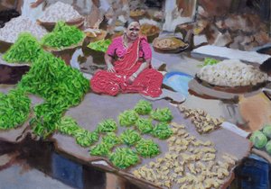 Selling Chillies and Ginger (Thane, Mumbai) by Trevor Burgess
