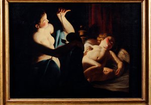 Psyche Discovers Cupid by Trophime Bigot