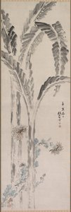 Banana Plant and Chrysanthemum by Tsubaki Chinzan