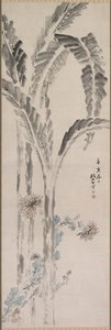 Banana Plant and Chrysanthemum, 19th century by Tsubaki Chinzan