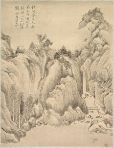 Waterfall and Rocks by Tsubaki Chinzan