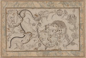 Lion, chi-lin and dragon set in floral sprays, Ottoman Period by Turkish School