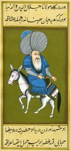 Nasreddin Hodja riding his horse backwards