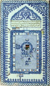 Tile with the Great Mosque of Mecca by Turkish School