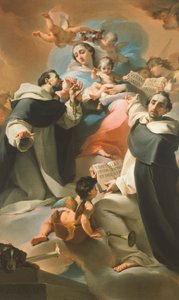 Our Lady of Rosary with Child, St Dominic and St Vincent Ferrer