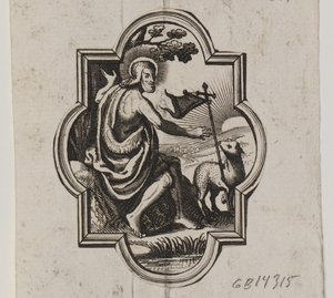 Emblem with Christ and the Lamb of God by Ubekendt
