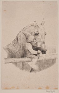 The Nisse in Tirup Feeding the White Mare by Ubekendt