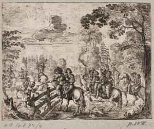 Forest Scene with Riders by Ubekendt