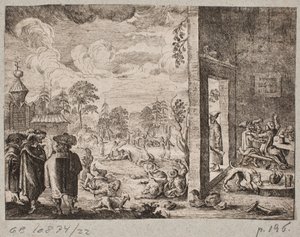 Western European Travelers Observing Drunken Russians in a Village by Ubekendt