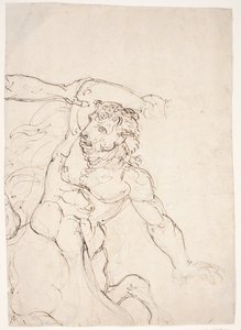 Minotaur Fighting Theseus, Whose Left Forearm is Seen by Ubekendt Gb9246